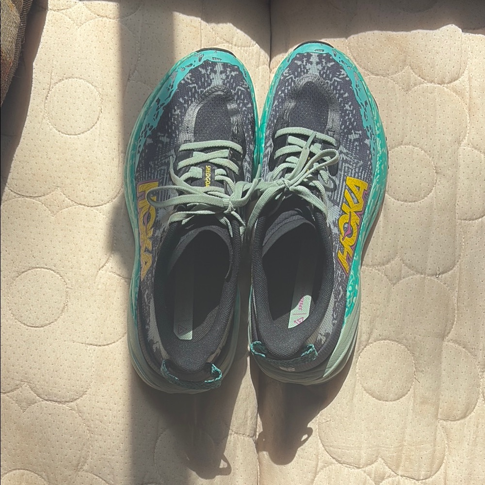 Hoka Speedgoat Running Shoes in Teal and Gray